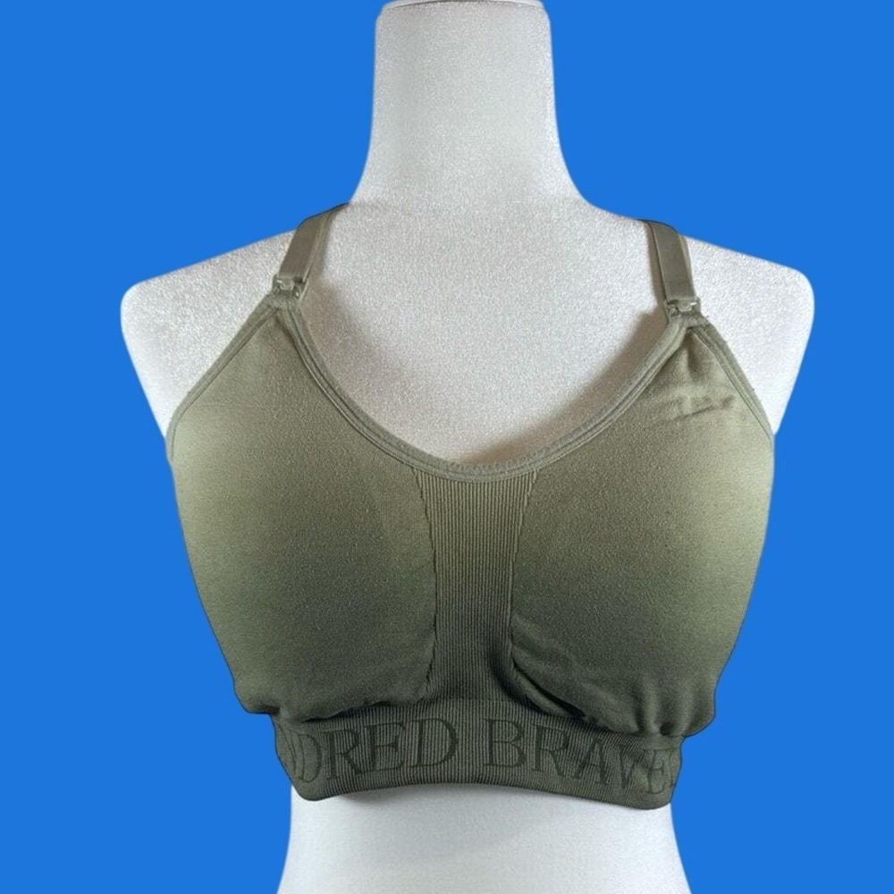 Kindred Bravely Sublime Nursing Bra L Olive Green Racerback Seamless